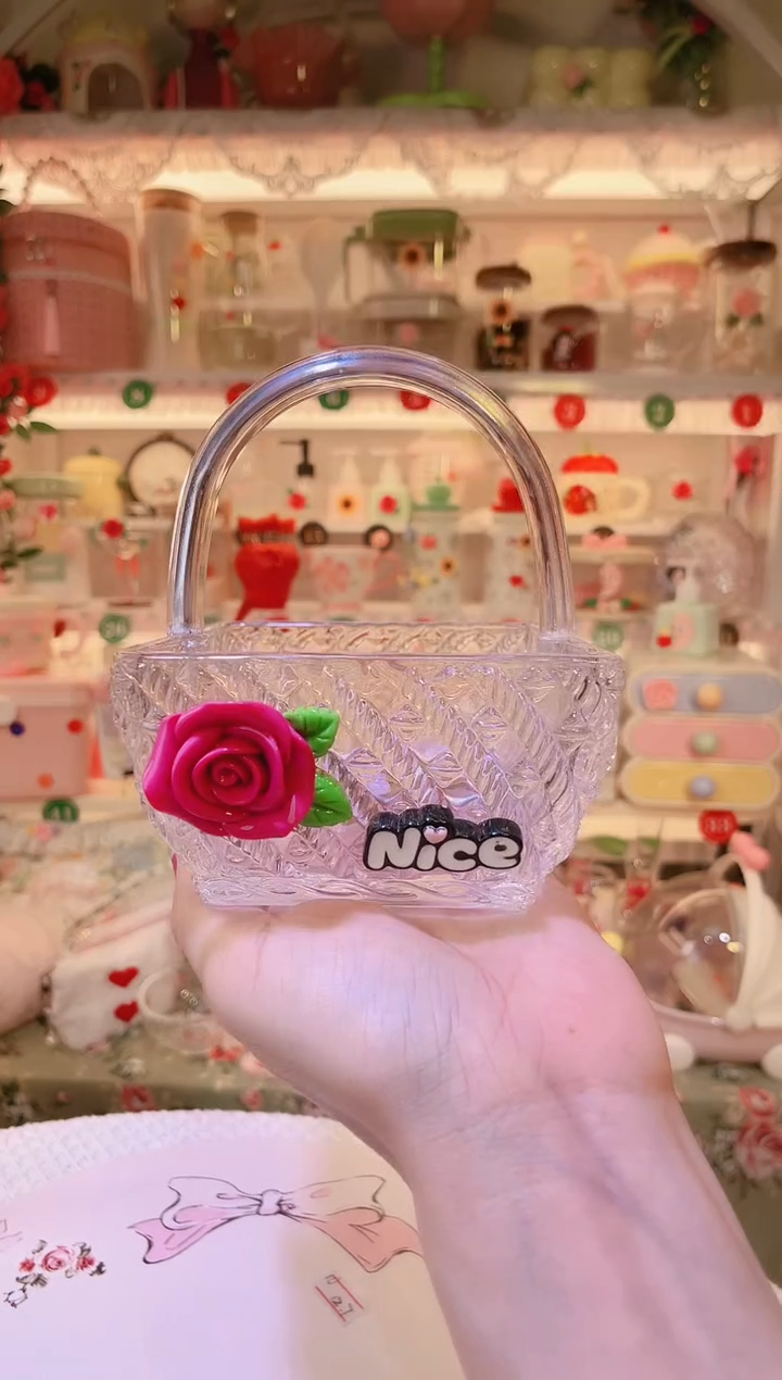 玫瑰花四方小提篮——手工制作品质好！