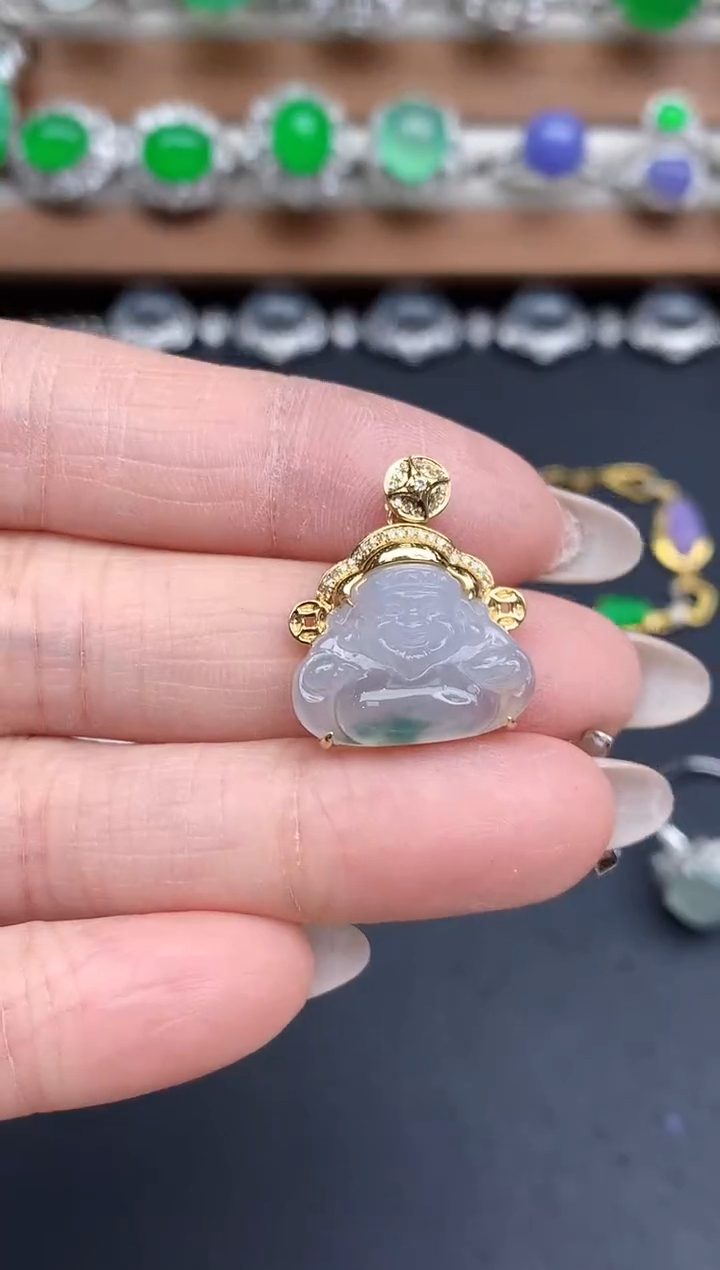 颈饰18K金镶嵌翡翠栗*?431-中国好珍宝