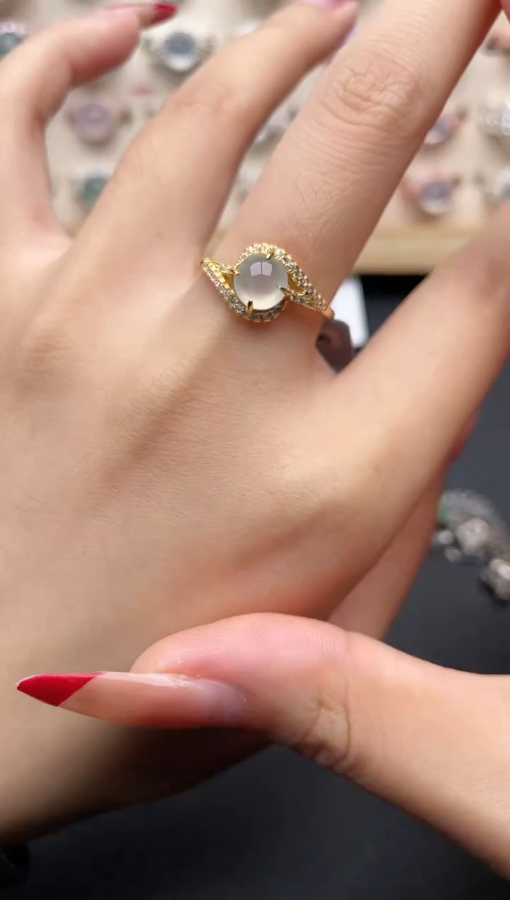 【闪购商品】翡翠戒指银S925镶嵌一物一证一礼盒