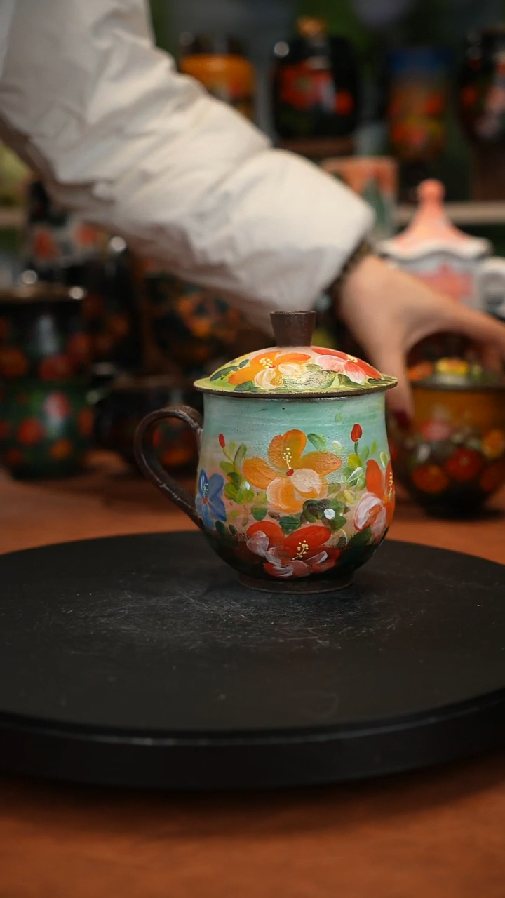 紫砂油画手绘釉下彩