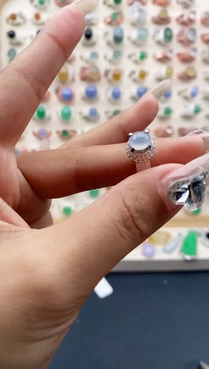 【闪购商品】翡翠戒指未镶嵌缅甸天然A货翡翠444   3+1