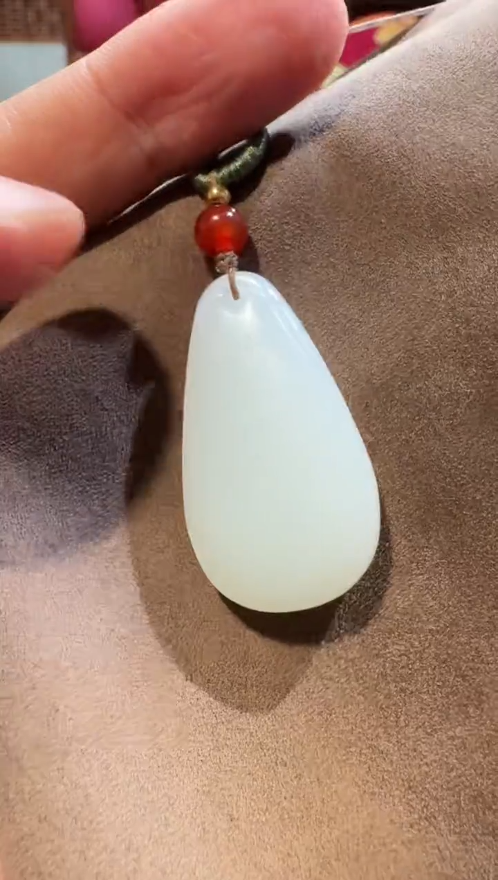 【闪购商品】和田玉吊坠未镶嵌1046 和田玉白玉水滴平安牌