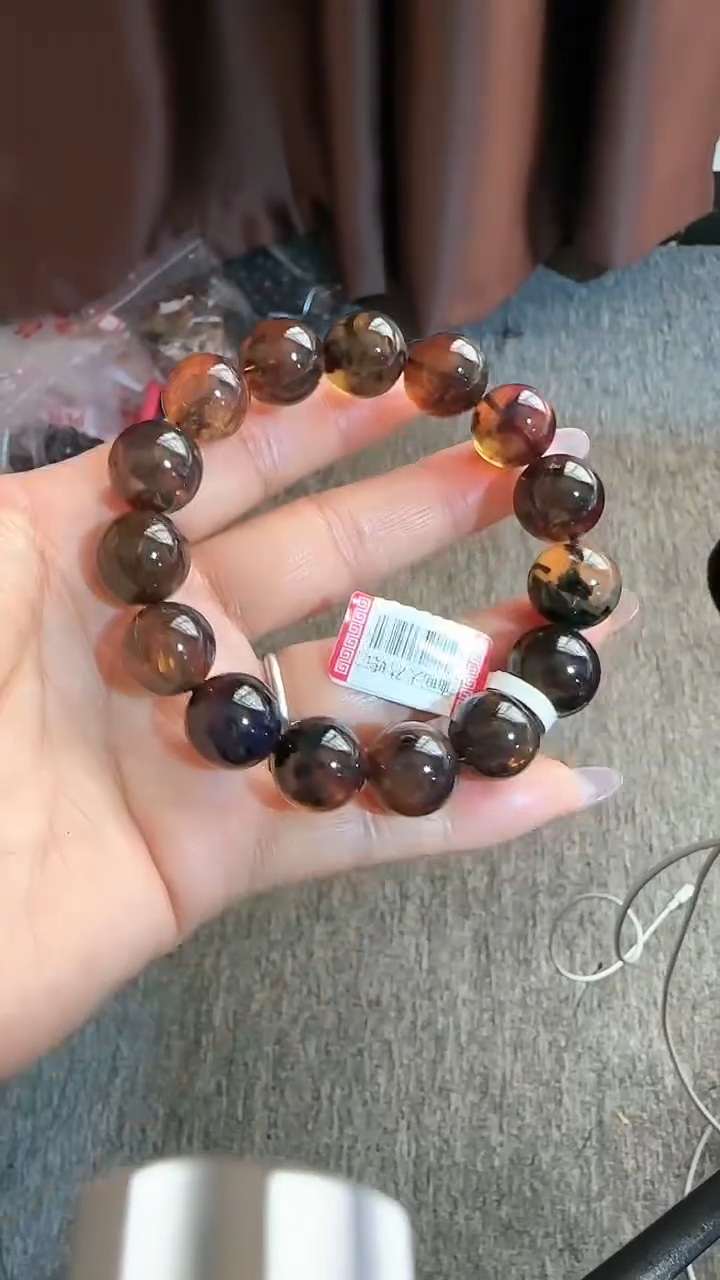 【闪购商品】琥珀手链未镶嵌规格14微瑕翁珀手串#38