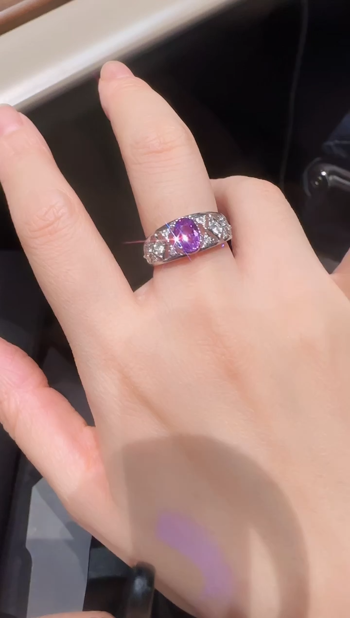 【闪购商品】彩色蓝宝石戒指18K金镶嵌精选H-紫戒指