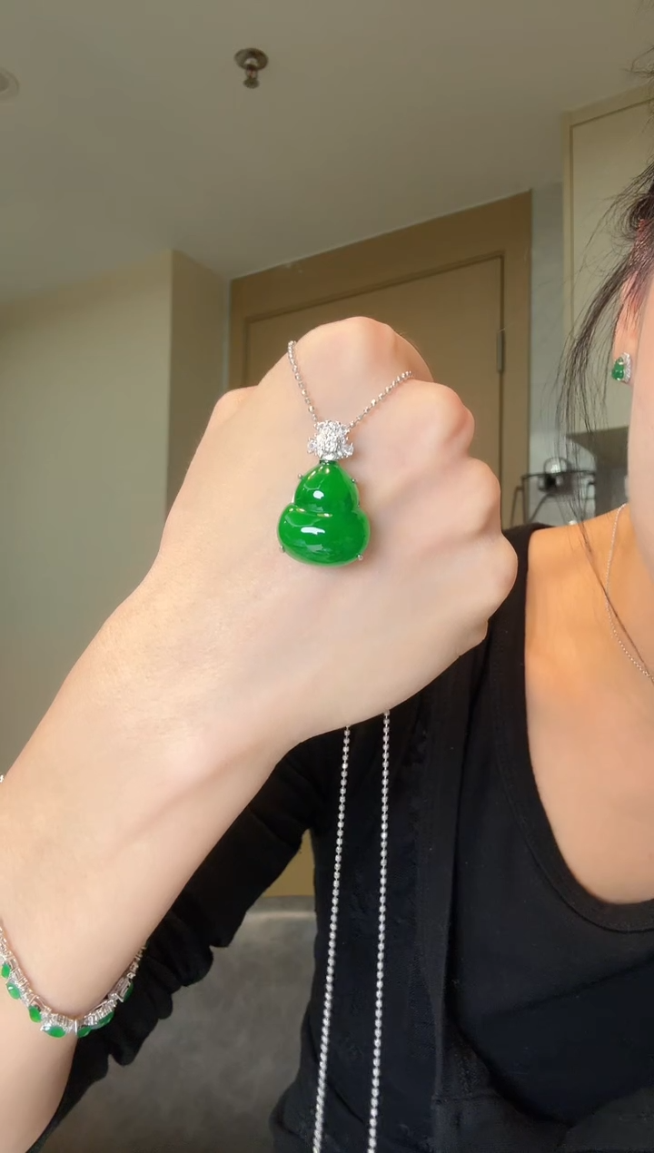 翡翠银S925镶嵌吊坠(不含链)天然翡翠吊坠3