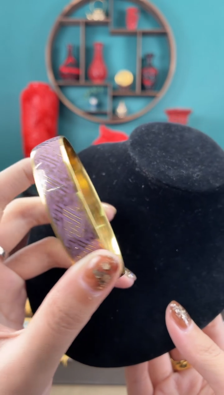 用****7 非遗手工景泰蓝万字镯子粉色63+