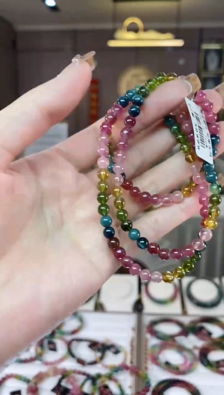 【闪购商品】碧玺三圈手串5mm+未镶嵌一物一证dan