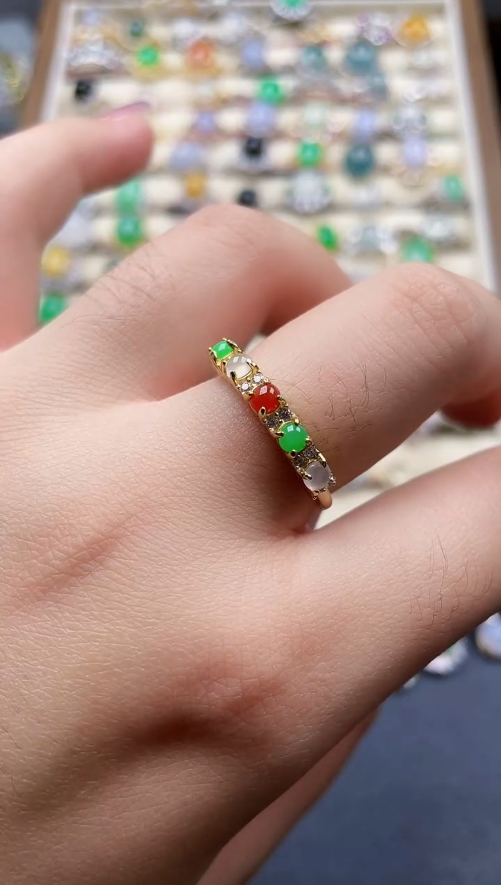 银S925镶嵌戒指翡翠1