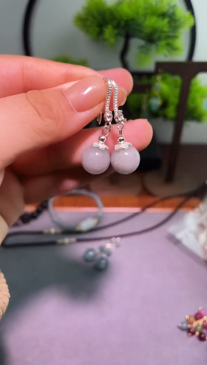 银S925镶嵌翡翠耳饰243000