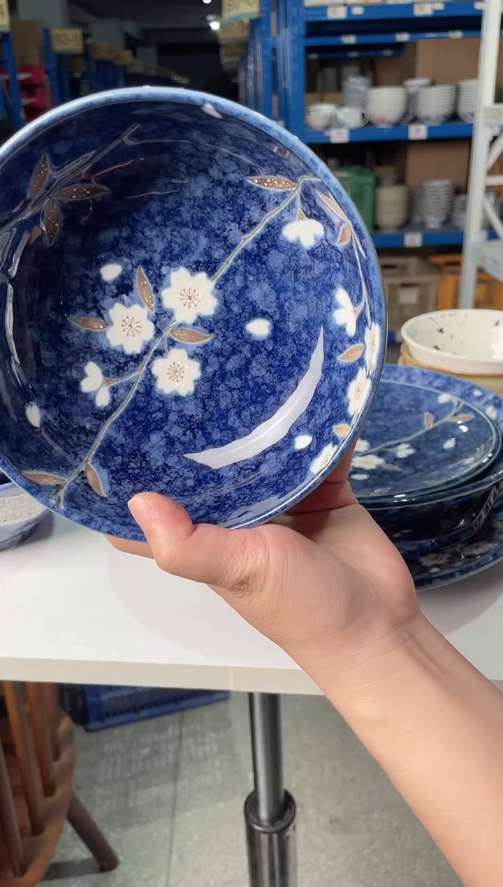 陶瓷蓝雪白樱【1支】6英寸小圆钵