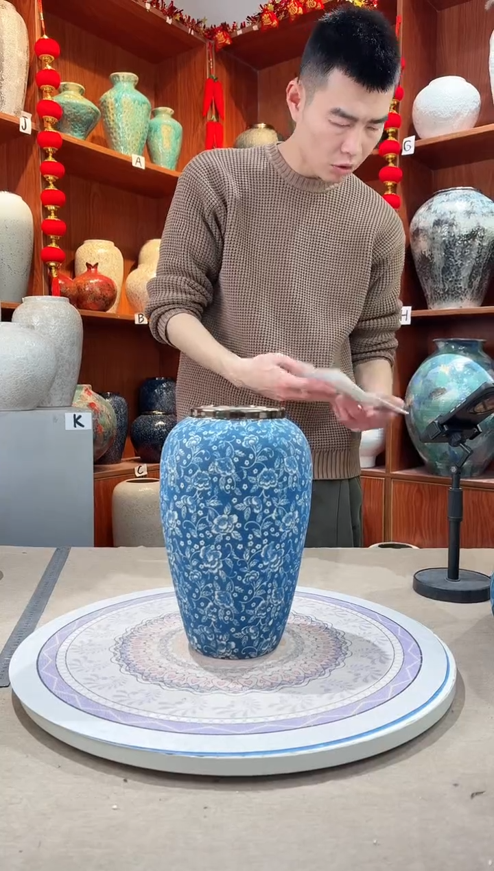 【闪购商品】瓶陶瓷花瓶 无花 芙蓉青花中号