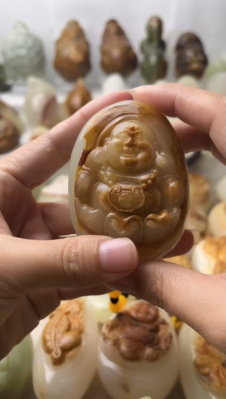 石材古青石棉纹正常不退换弥勒佛