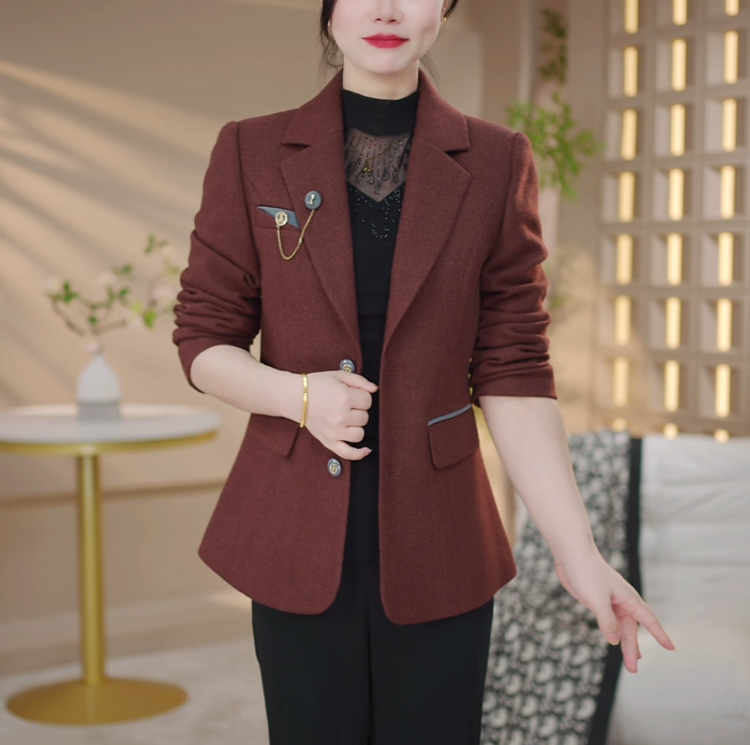 时尚修身西装外套女2025年秋装新款高档洋气妈妈上衣休闲小西服