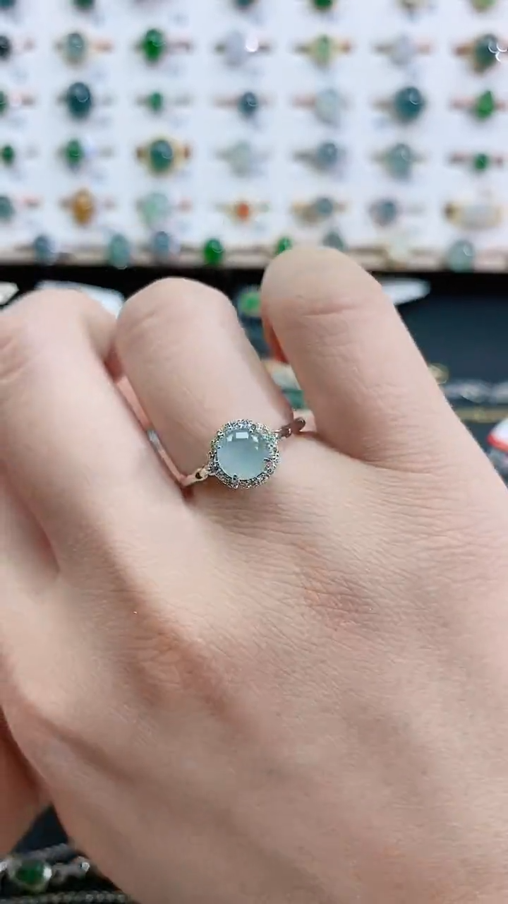 银S925镶嵌戒指翡翠天然翡翠