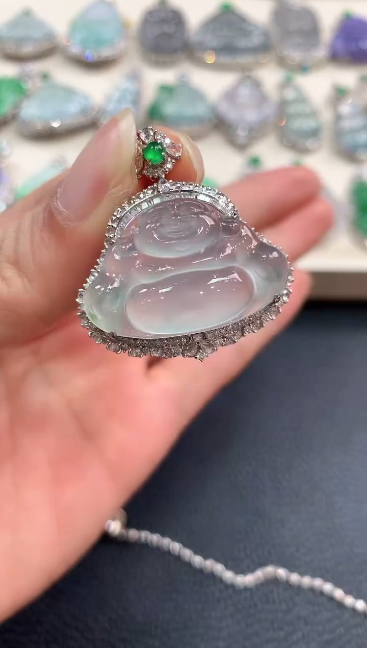 【闪购商品】翡翠吊坠(不含链)18K金镶嵌n91       