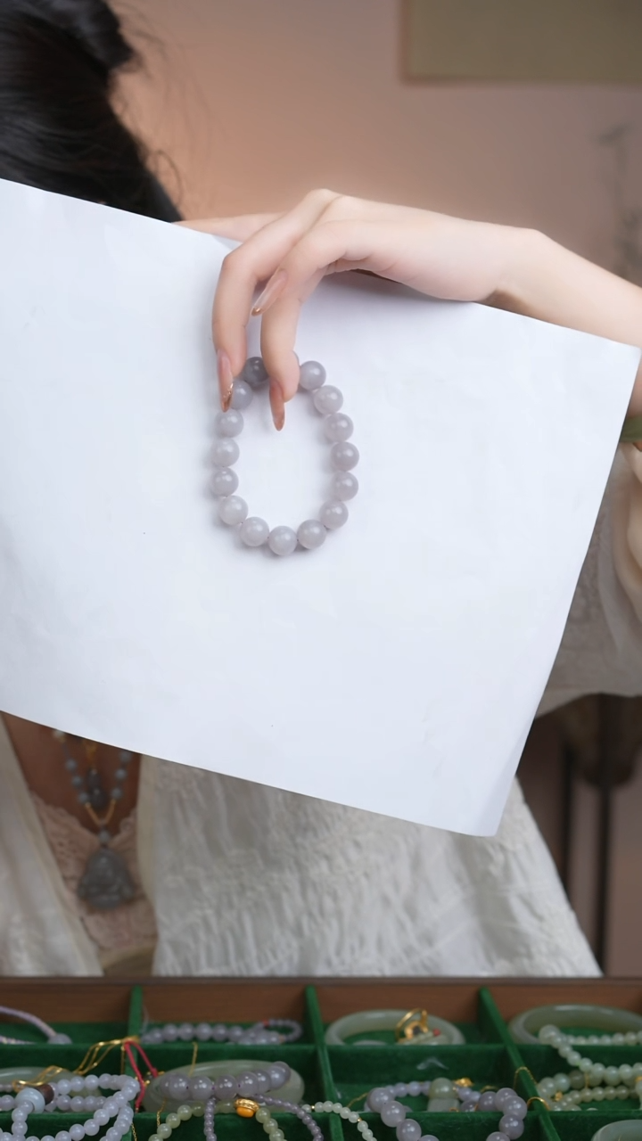 【闪购商品】和田玉手链未镶嵌烟紫12mm素圈