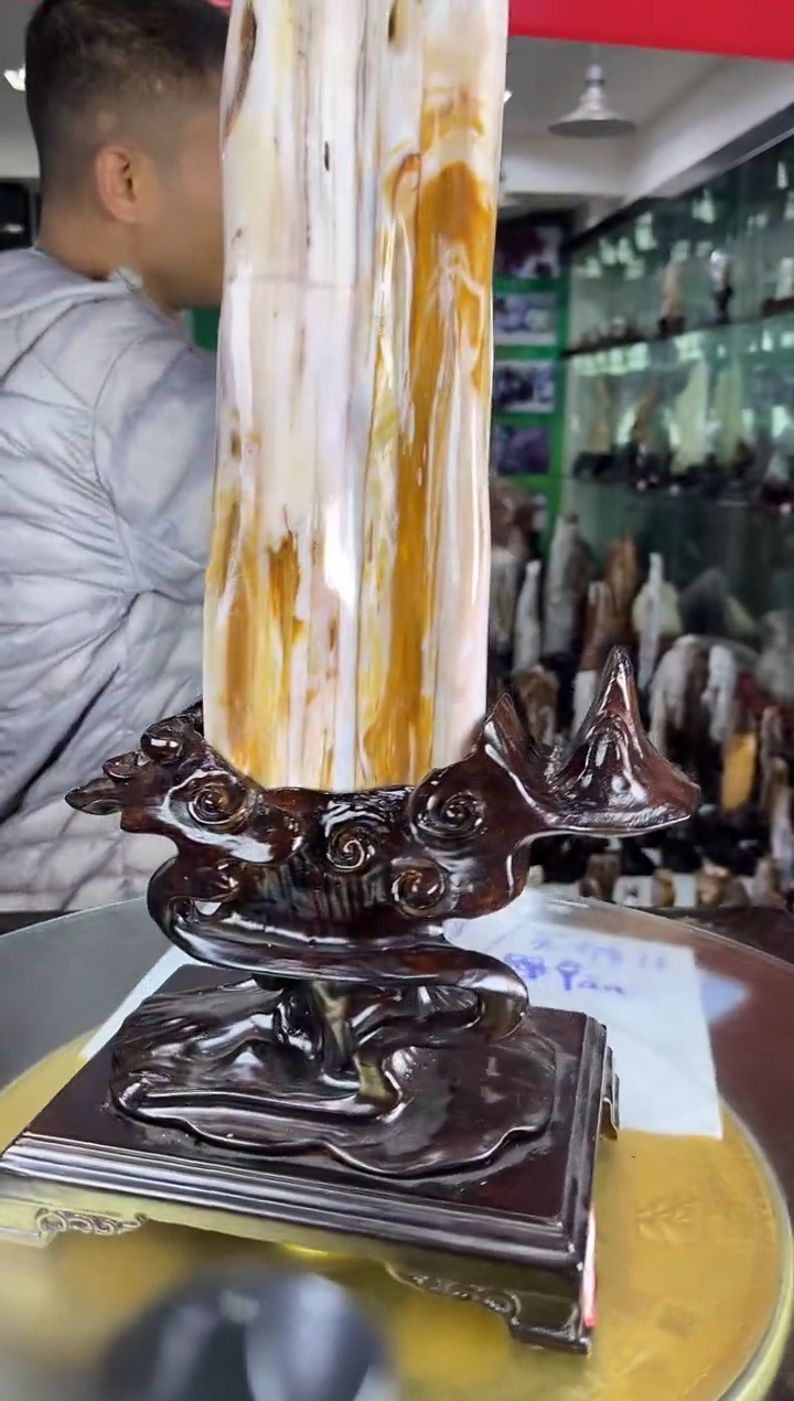 缅甸天然树化玉精品居家摆件