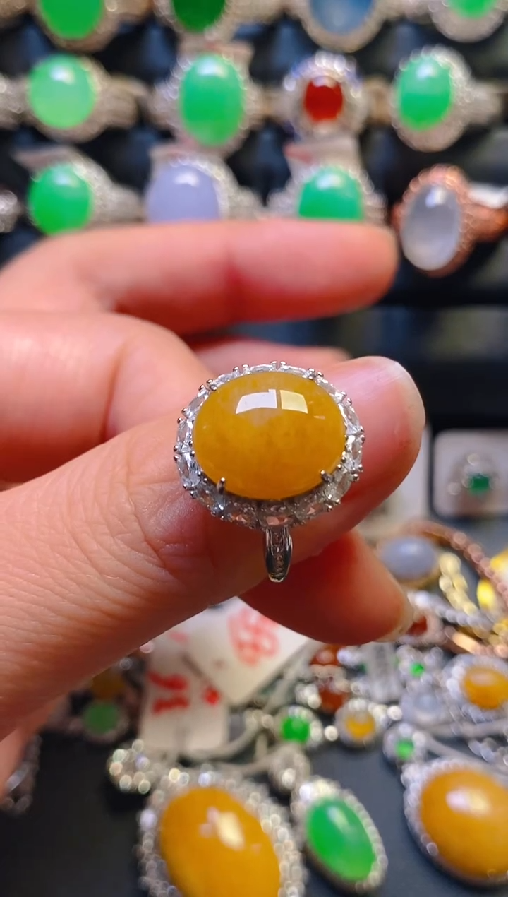 银S925镶嵌翡翠耳饰天然