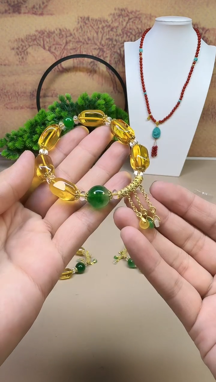 14K金镶嵌手链黄晶A026 