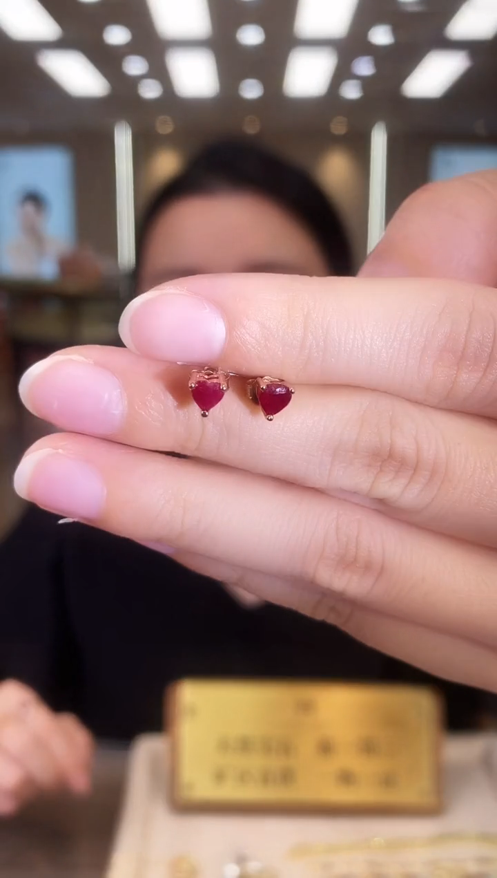 银S925镶嵌耳饰红宝石09