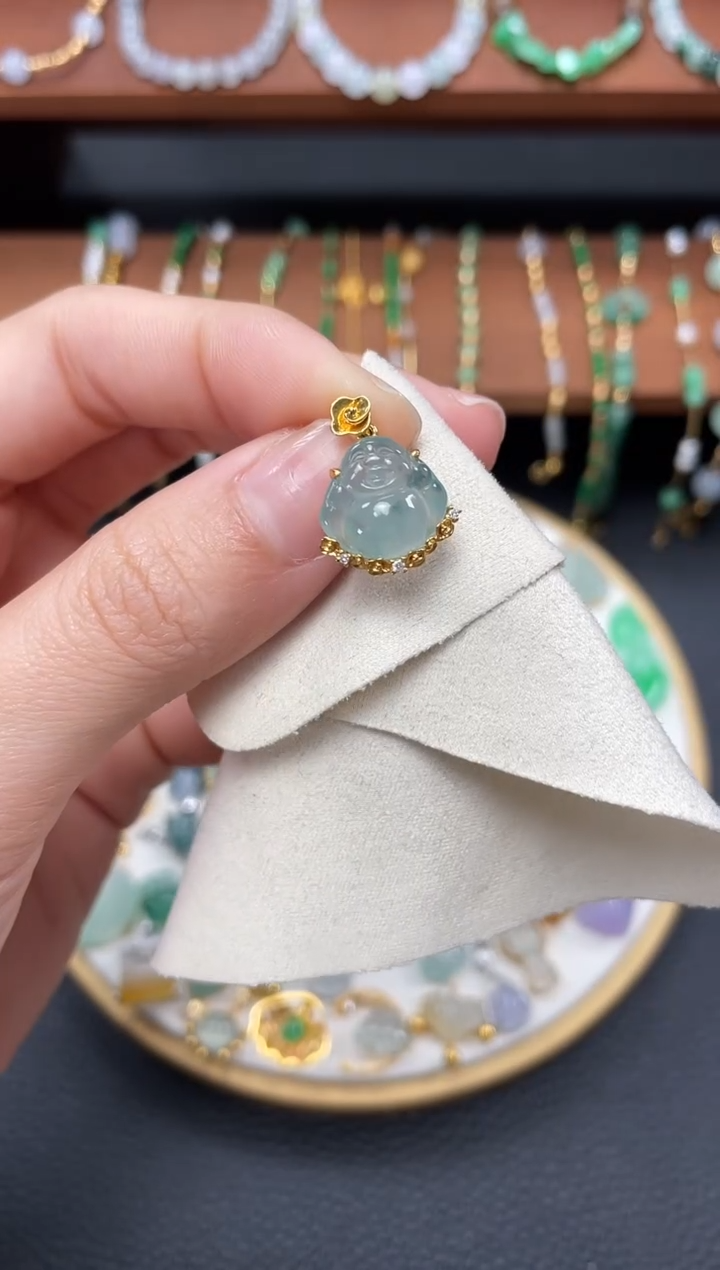 【闪购商品】翡翠吊坠(不含链)18K金镶嵌一个  JK623