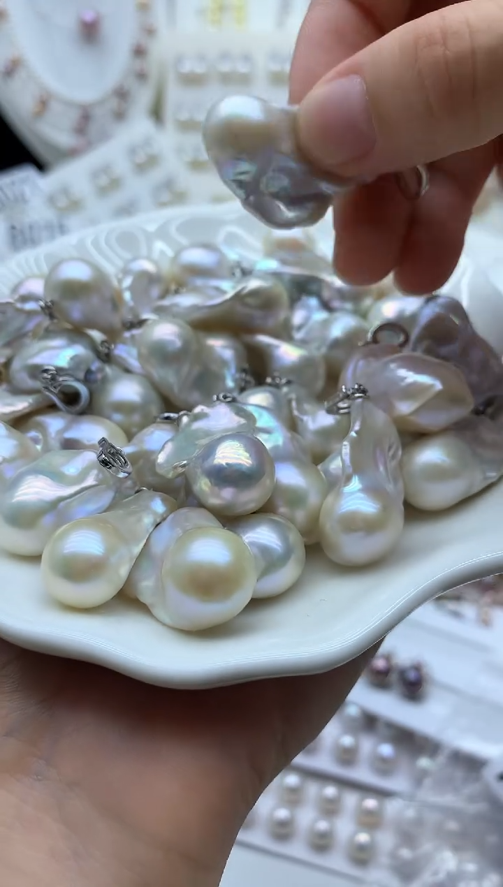 淡水珍珠银S925镶嵌吊坠(不含链)多样性发其一