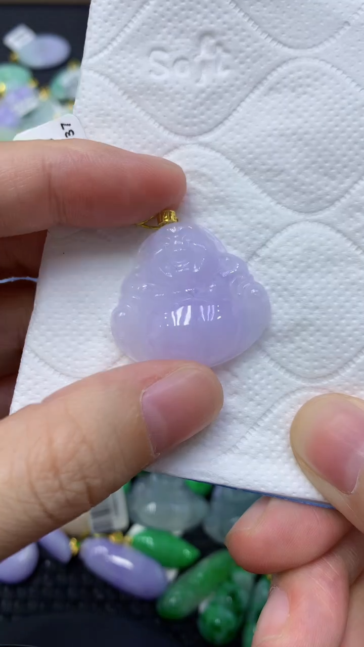 颈饰18K金镶嵌翡翠天然缅甸翡翠A货