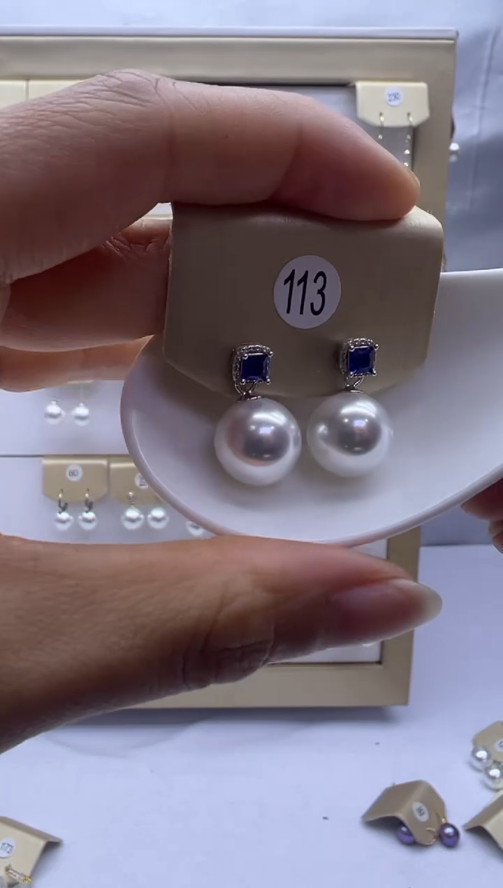 银S925镶嵌耳饰淡水珍珠113