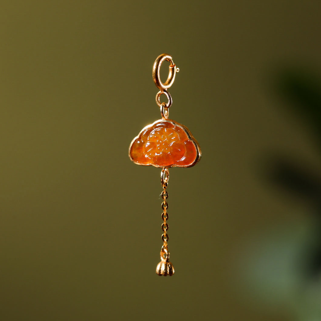 【意婵】《生莲花》18K金精工镶嵌缅A翡翠吊坠-911629