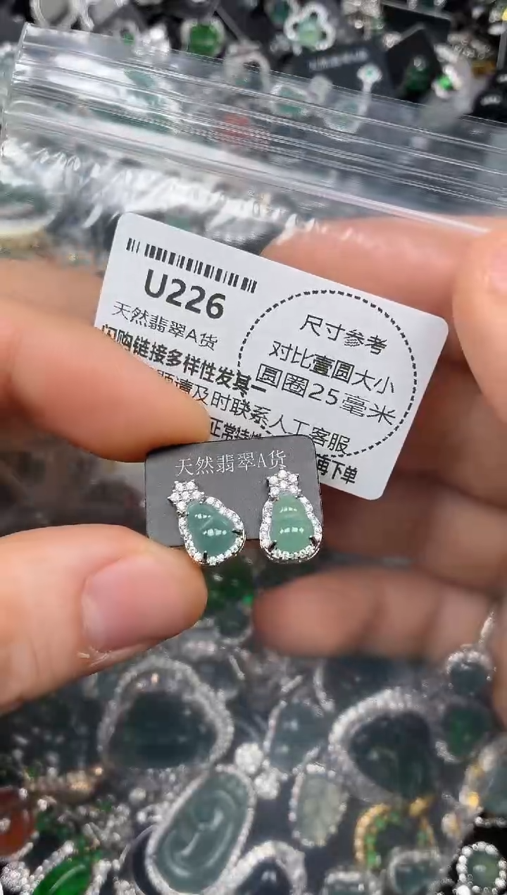 颈饰未镶嵌翡翠U226耳钉