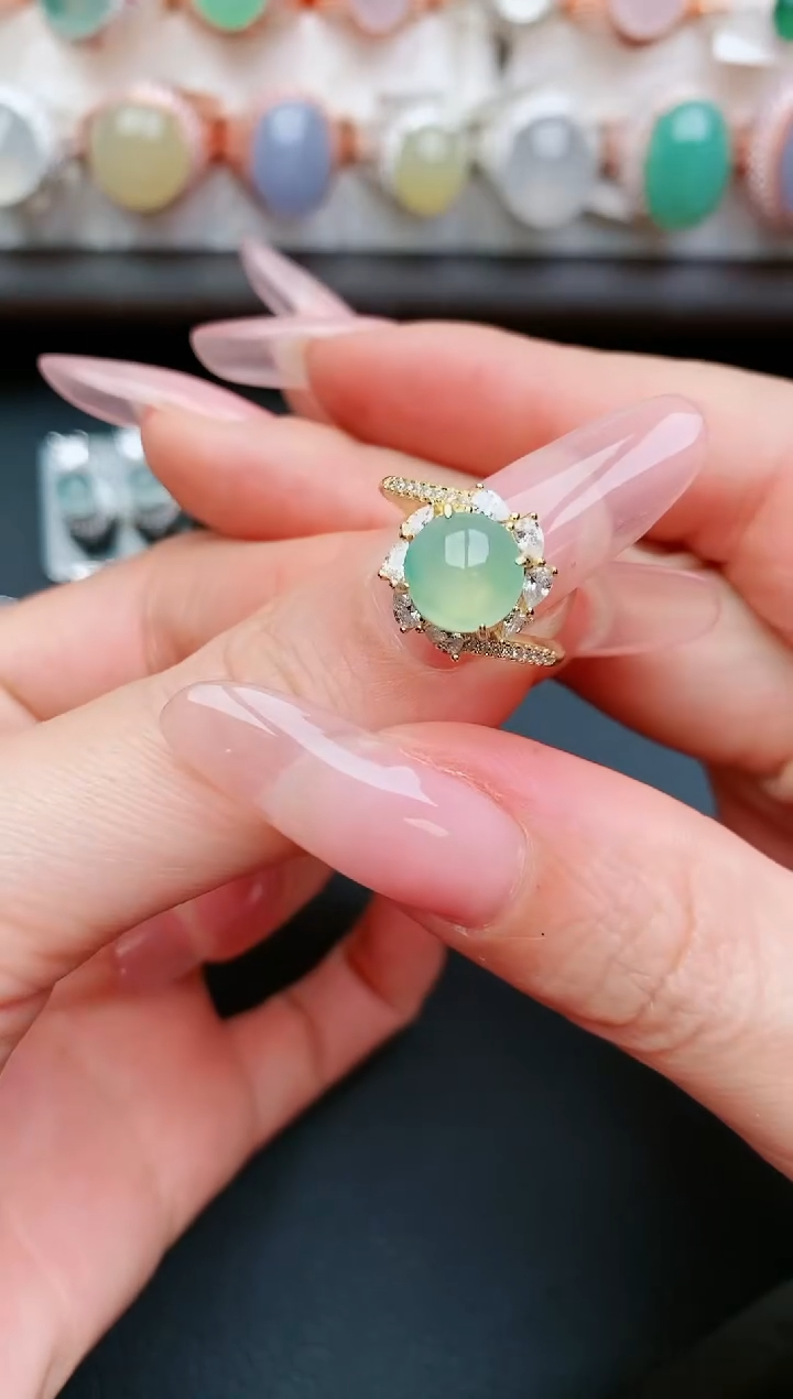 翡翠戒指银S925镶嵌....