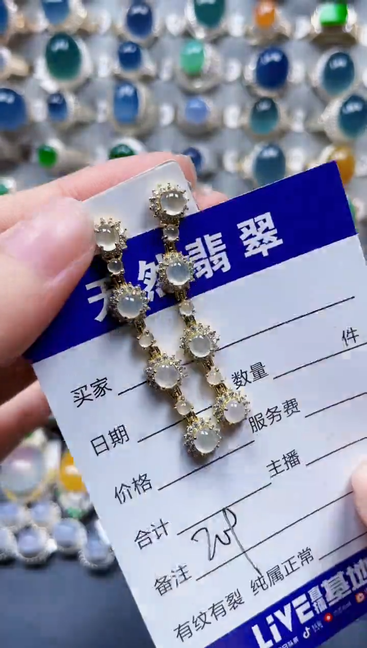 银S925镶嵌翡翠耳饰209