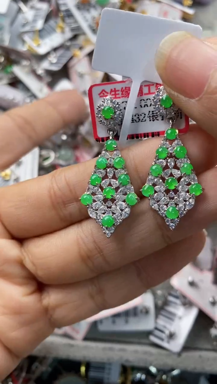 银S925镶嵌戒指翡翠11---8