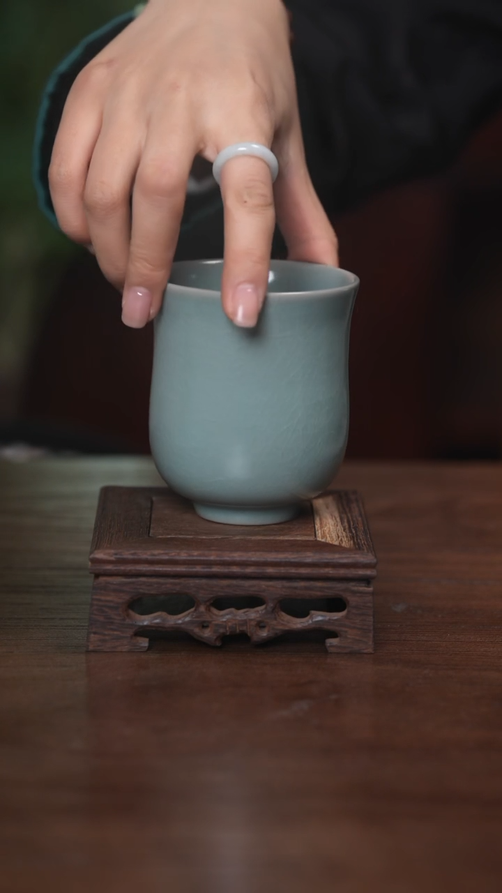 【闪购商品】清凉寺原产地仿古釉手工汝瓷手握杯