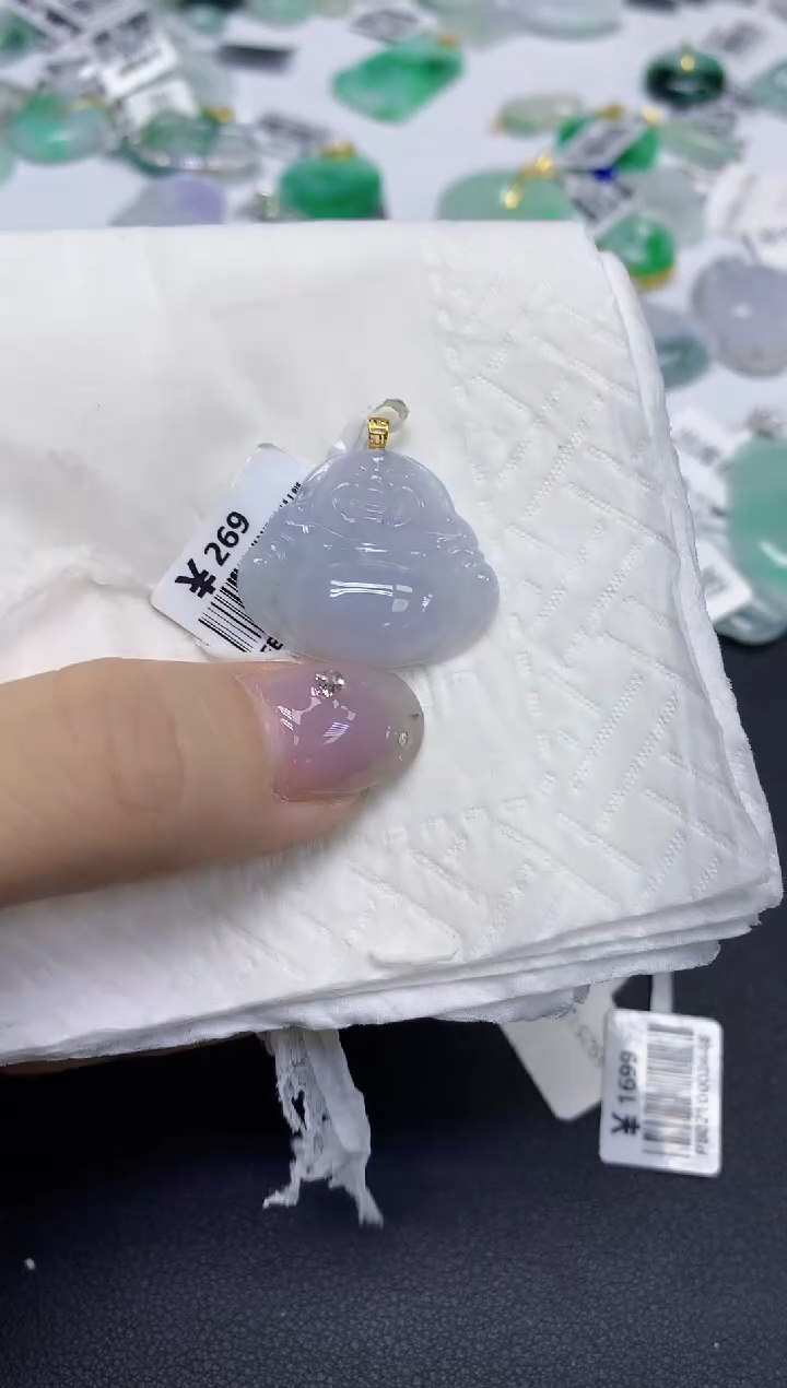 颈饰18K金镶嵌翡翠天然缅甸翡翠A货百元以上9元证书费自理