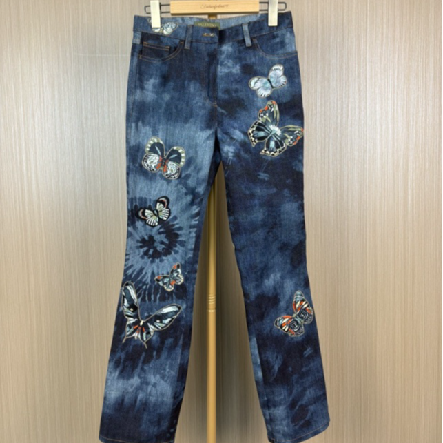 99新 Valentino/华伦天奴 蝴蝶刺绣牛仔裤 26 18056775