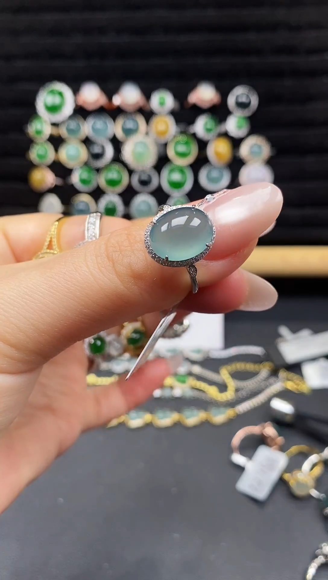 银S925镶嵌戒指翡翠111