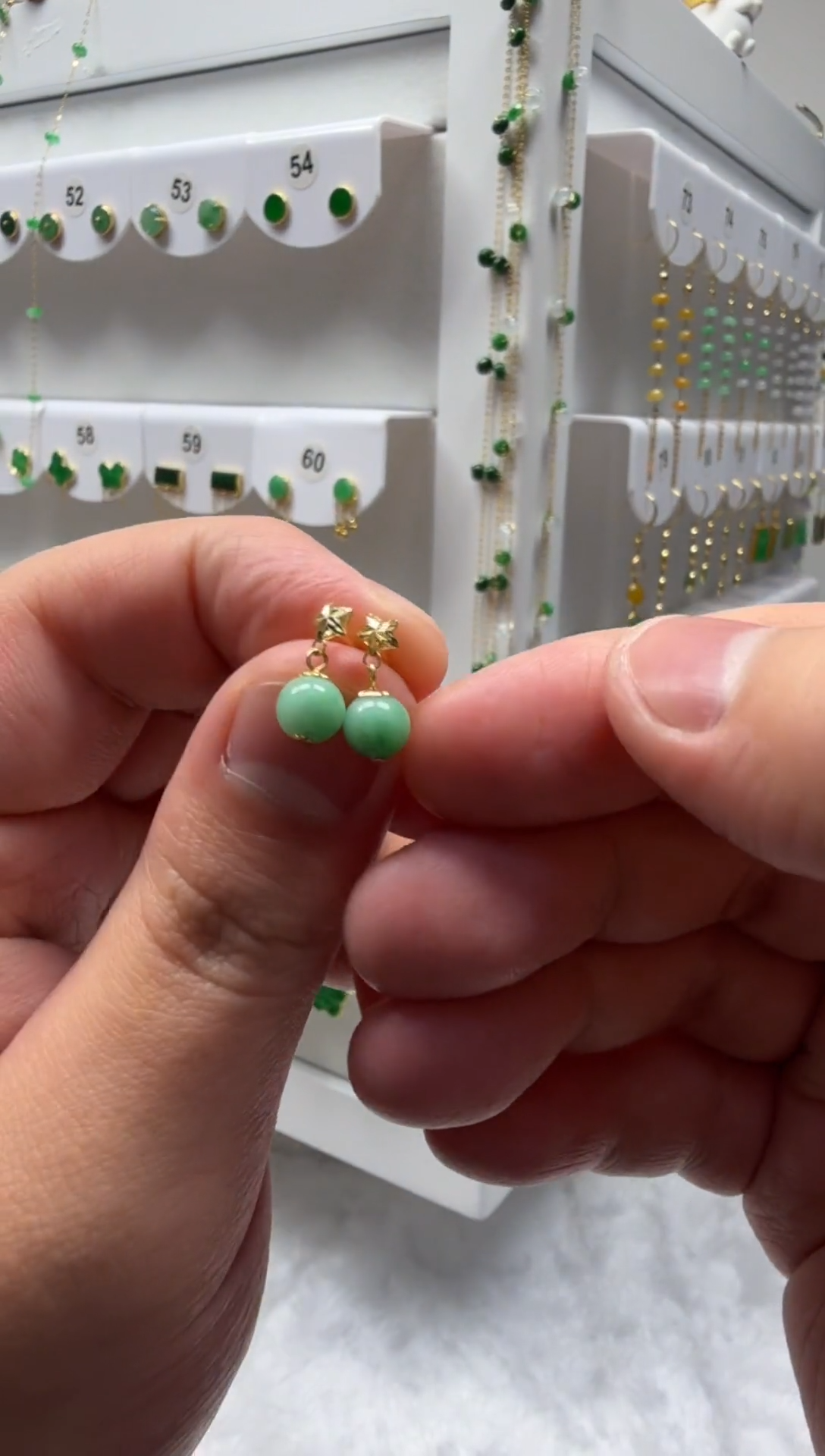 18K金镶嵌翡翠耳饰缅甸天然翡翠a货