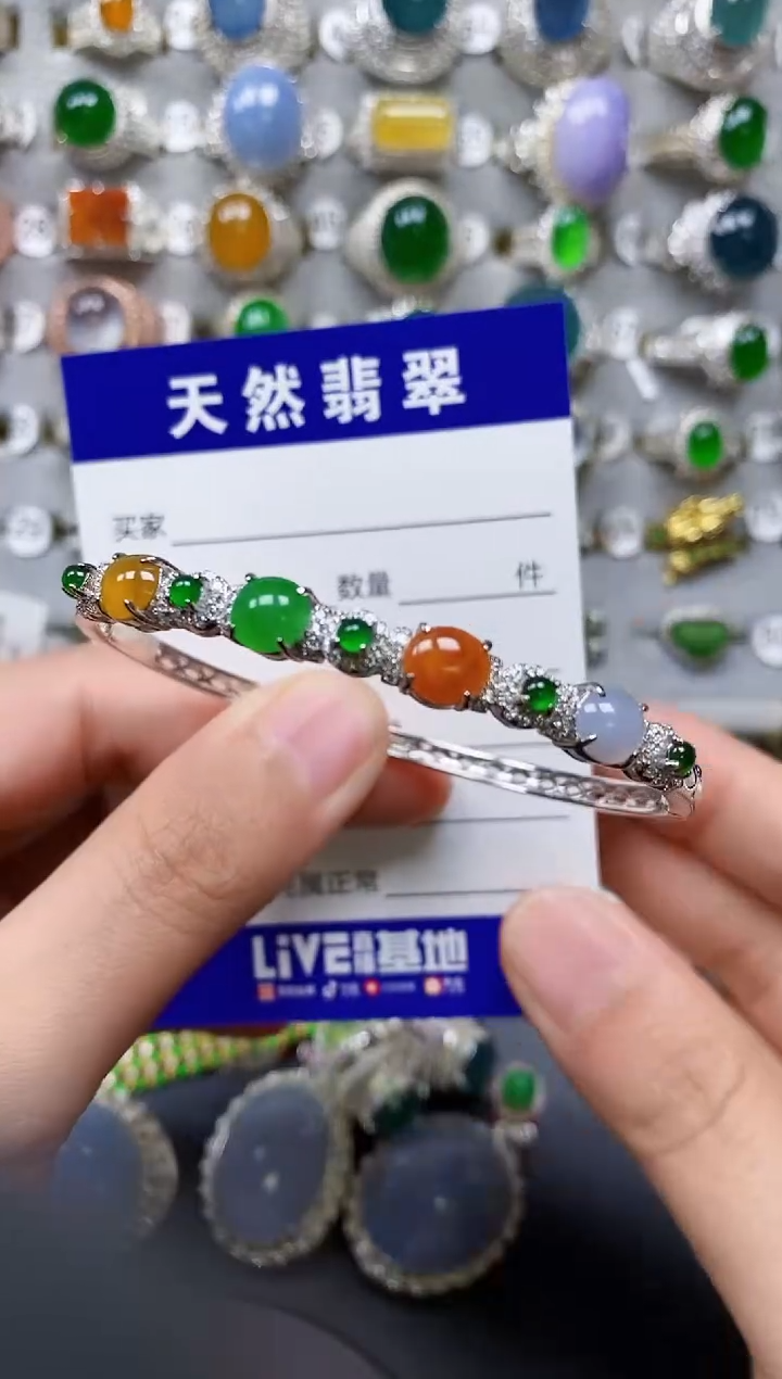 【闪购商品】翡翠手镯银S925镶嵌0146