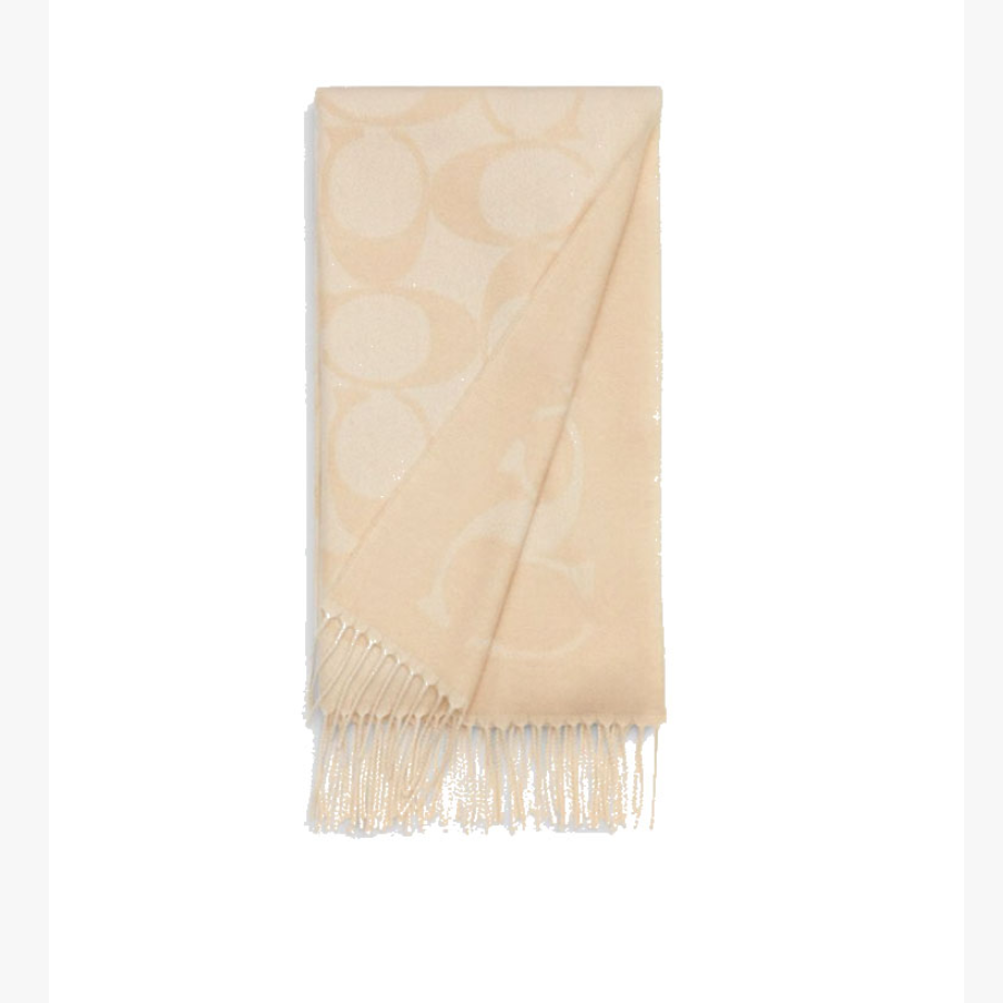 COACH蔻驰 C纹长款流苏 山羊绒 绒线围巾 男女同款情侣款