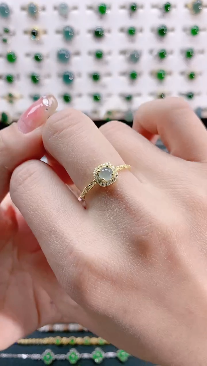 【闪购商品】翡翠戒指银S925镶嵌天然翡翠