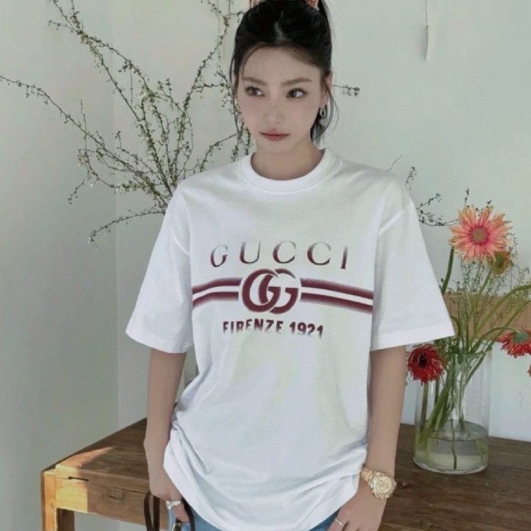 未使用 GUCCI/古驰 1921字母Logo印花圆领短袖T恤剪标