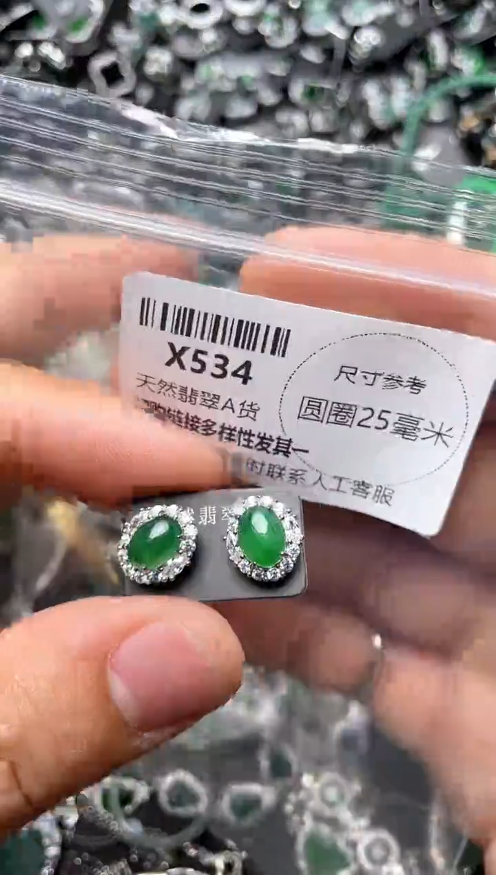 翡翠未镶嵌颈饰X534耳钉