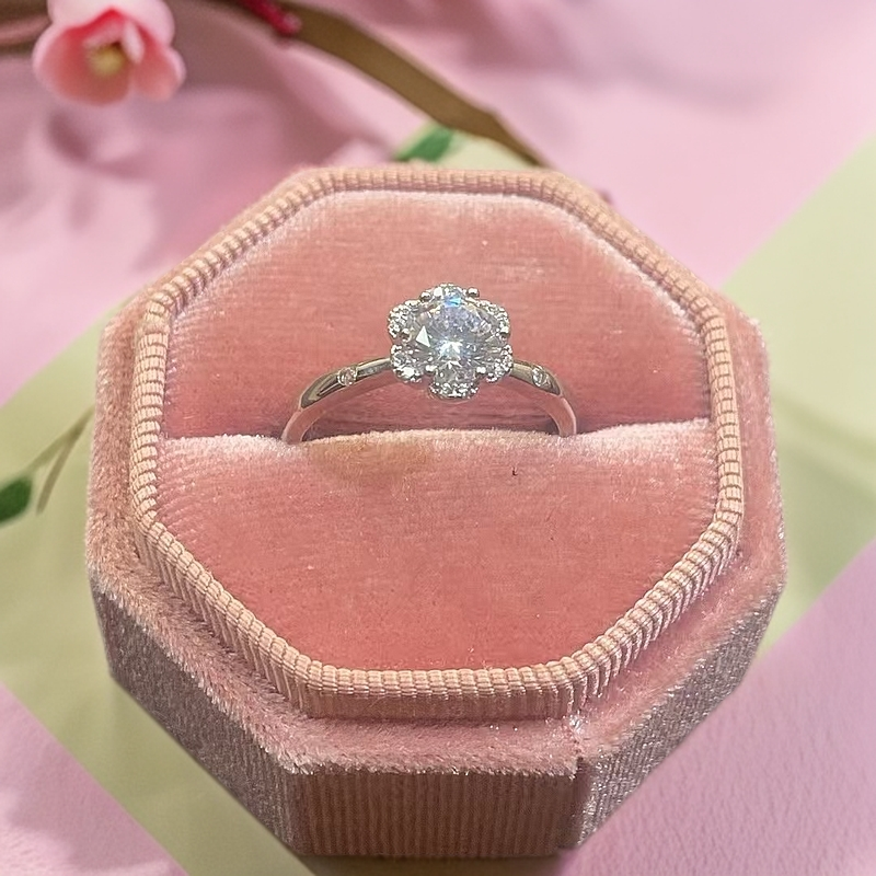 925银莫桑石戒指 花蕊戒指xx151