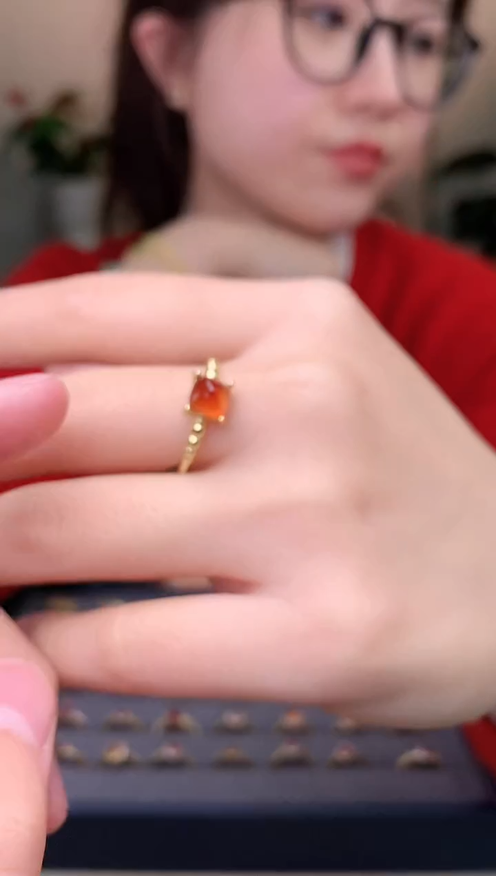 【闪购商品】石榴石戒指银S925镶嵌戒指