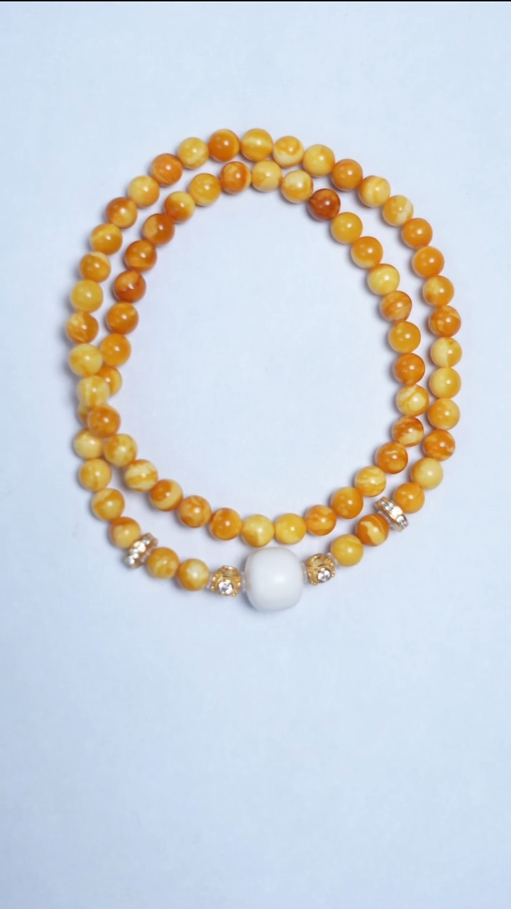 手链蜜蜡未镶嵌花蜡猛犸双圈5mm