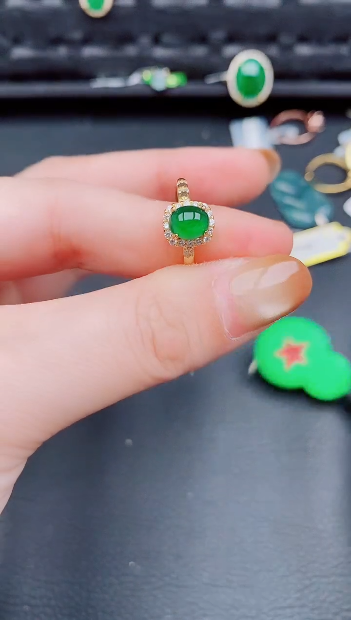 【闪购商品】翡翠戒指银S925镶嵌天然a货翡翠783