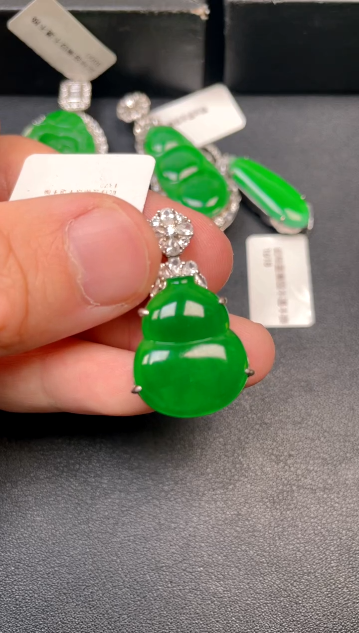 吊坠(不含链)银S925镶嵌翡翠吊坠