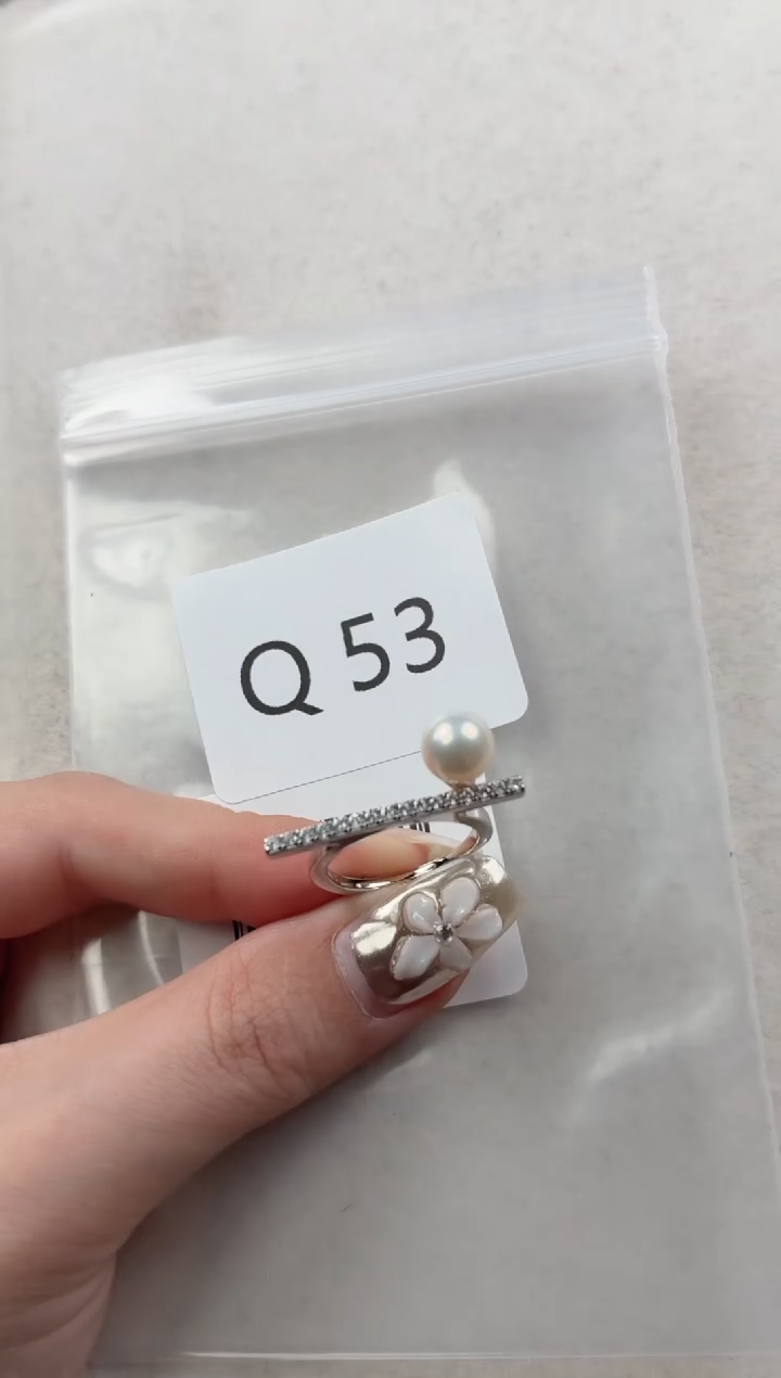 银S925镶嵌戒指淡水珍珠Q53