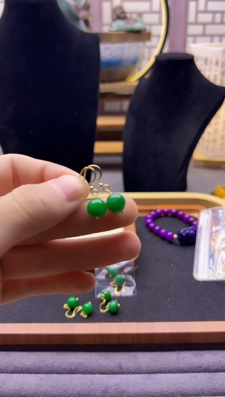 【闪购商品】翡翠耳饰14K金镶嵌E02           